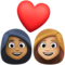 Couple avec cœur: Femme, Femme, Peau Moyennement Foncée, Peau Moyennement Claire