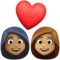 Couple avec cœur: Femme, Femme, Peau Moyennement Foncée, Peau Moyenne