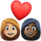 Couple avec cœur: Femme, Femme, Peau Moyennement Claire, Peau Foncée