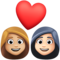 Couple avec cœur: Femme, Femme, Peau Moyennement Claire, Peau Claire