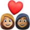 Couple avec cœur: Femme, Femme, Peau Moyennement Claire, Peau Moyennement Foncée