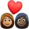 Couple avec cœur: Femme, Femme, Peau Moyenne, Peau Foncée
