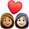 Couple avec cœur: Femme, Femme, Peau Moyenne, Peau Claire
