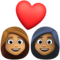 Couple avec cœur: Femme, Femme, Peau Moyenne, Peau Moyennement Foncée