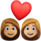 Couple avec cœur: Femme, Femme, Peau Moyenne, Peau Moyennement Claire