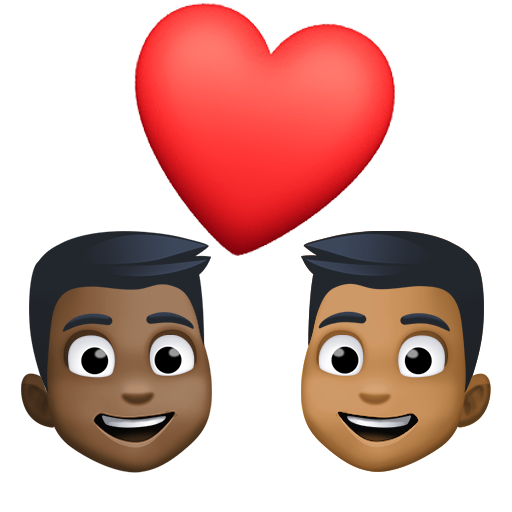 Casal Apaixonado: Homem, Homem, Tom de Pele Escuro, Tom de Pele Médio-Escuro