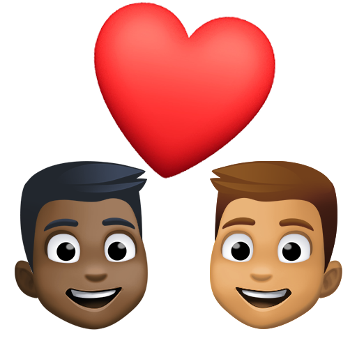 Casal Apaixonado: Homem, Homem, Tom de Pele Escuro, Tom de Pele Médio