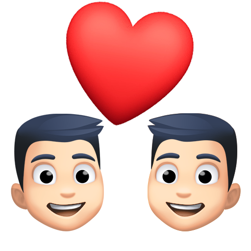 Casal Apaixonado: Homem, Homem, Tom de Pele Claro