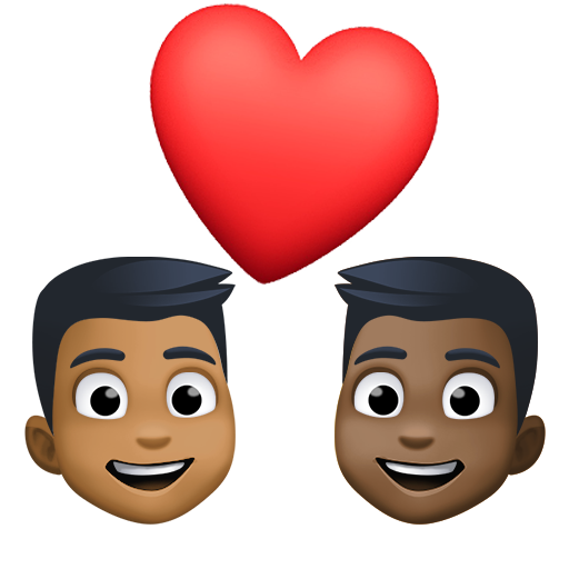 Casal Apaixonado: Homem, Homem, Tom de Pele Médio-Escuro, Tom de Pele Escuro