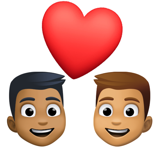 Casal Apaixonado: Homem, Homem, Tom de Pele Médio-Escuro, Tom de Pele Médio