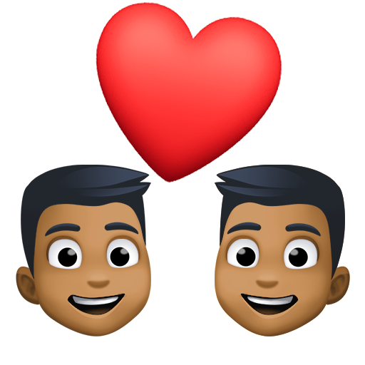 Casal Apaixonado: Homem, Homem, Tom de Pele Médio-Escuro