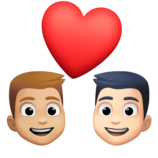 Casal Apaixonado: Homem, Homem, Tom de Pele Médio-Claro, Tom de Pele Claro