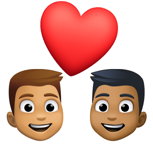 Casal Apaixonado: Homem, Homem, Tom de Pele Médio, Tom de Pele Médio-Escuro