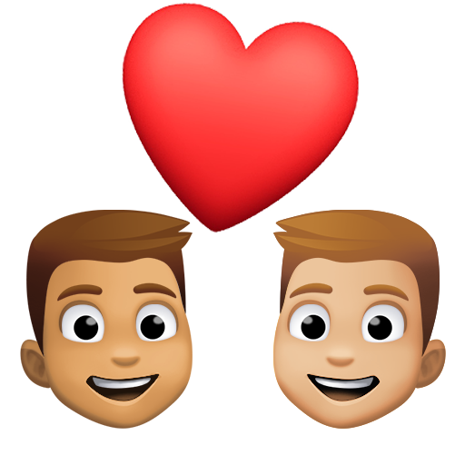 Casal Apaixonado: Homem, Homem, Tom de Pele Médio, Tom de Pele Médio-Claro