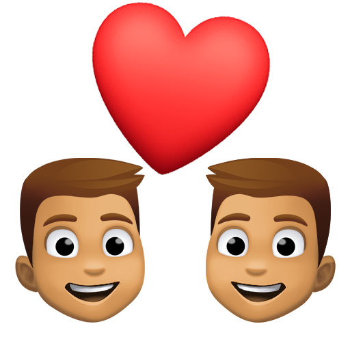 Casal Apaixonado: Homem, Homem, Tom de Pele Médio