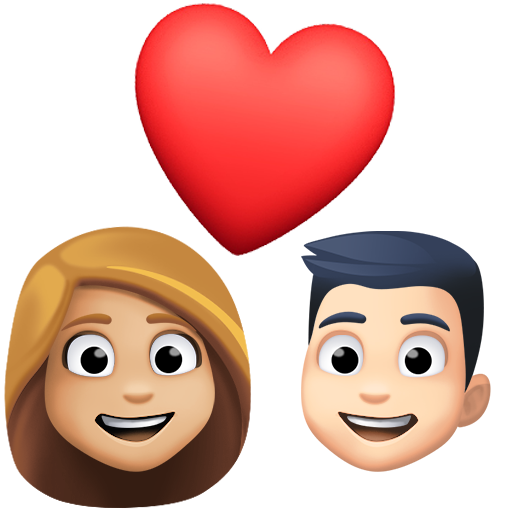 Casal Apaixonado: Mulher, Homem, Tom de Pele Médio-Claro, Tom de Pele Claro