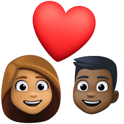 Casal Apaixonado: Mulher, Homem, Tom de Pele Médio, Tom de Pele Escuro