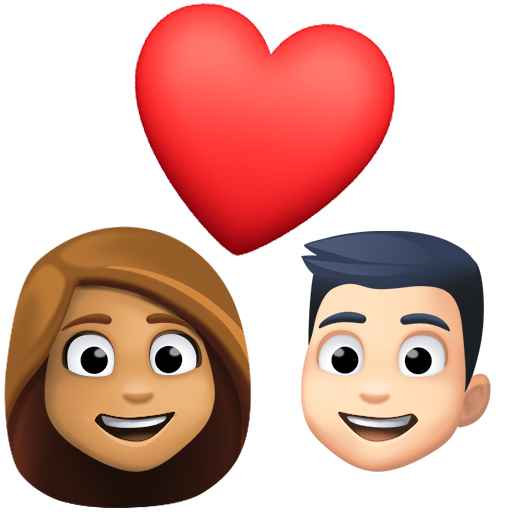 Casal Apaixonado: Mulher, Homem, Tom de Pele Médio, Tom de Pele Claro
