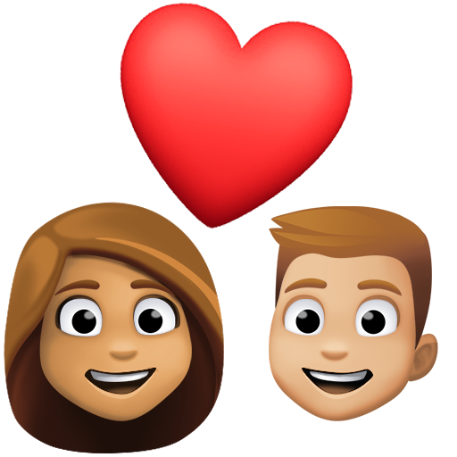 Casal Apaixonado: Mulher, Homem, Tom de Pele Médio, Tom de Pele Médio-Claro