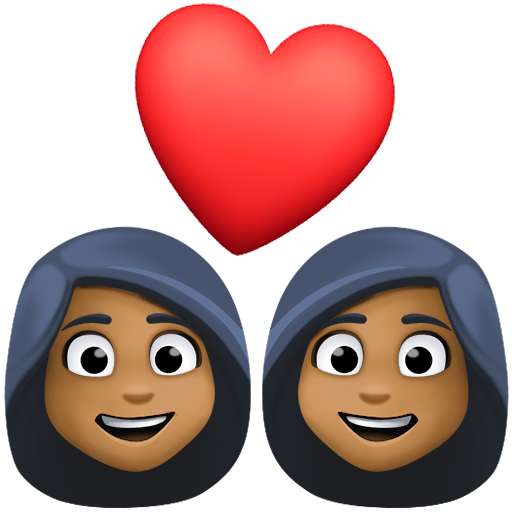 Casal Apaixonado: Mulher, Mulher, Tom de Pele Médio-Escuro