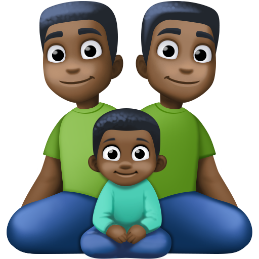 Família - Homem: Tom de Pele Escuro, Homem: Tom de Pele Escuro, Menino: Tom de Pele Escuro