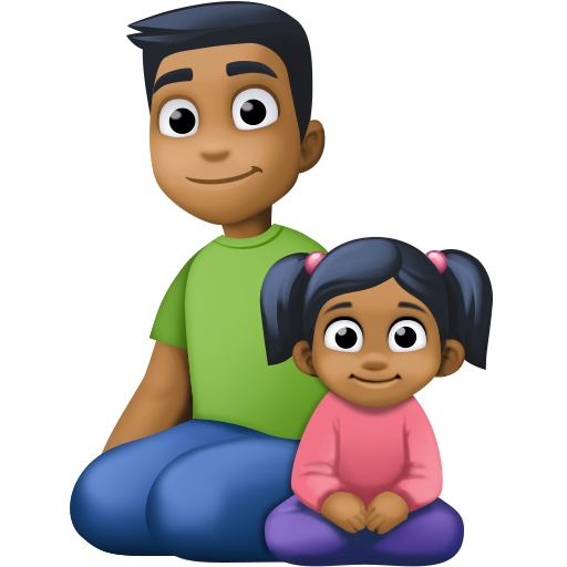 Família - Homem: Tom de Pele Médio-Escuro, Menina: Tom de Pele Médio-Escuro