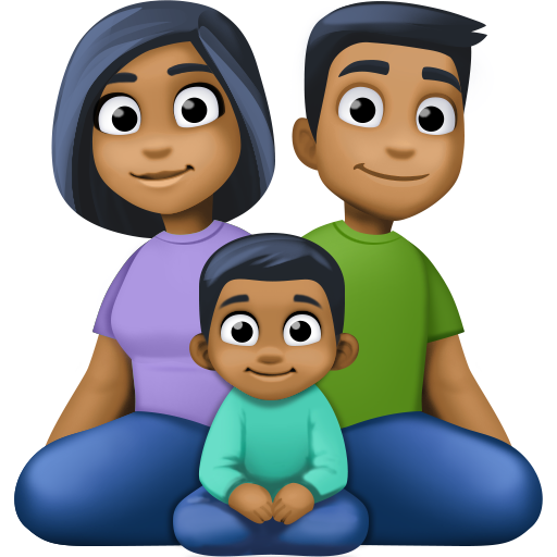 Família - Homem: Tom de Pele Médio-Escuro, Mulher: Tom de Pele Médio-Escuro, Menino: Tom de Pele Médio-Escuro