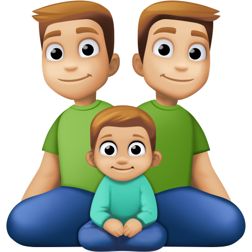Família - Homem: Tom de Pele Médio-Claro, Homem: Tom de Pele Médio-Claro, Menino: Tom de Pele Médio-Claro