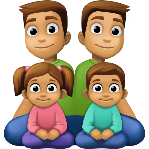 Família - Homem: Tom de Pele Médio, Homem: Tom de Pele Médio, Menina: Tom de Pele Médio, Menino: Tom de Pele Médio