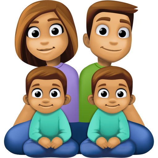 Família - Homem: Tom de Pele Médio, Mulher: Tom de Pele Médio, Menino: Tom de Pele Médio, Menino: Tom de Pele Médio