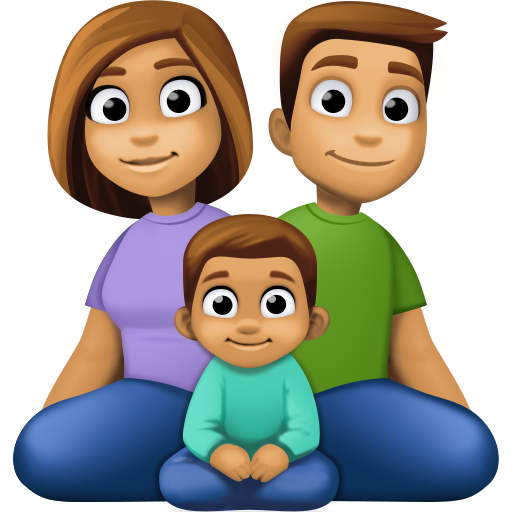 Família - Homem: Tom de Pele Médio, Mulher: Tom de Pele Médio, Menino: Tom de Pele Médio
