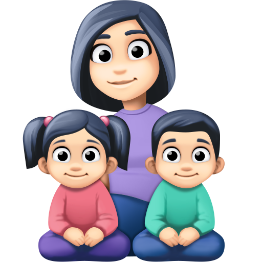 Família - Mulher: Tom de Pele Claro, Menina: Tom de Pele Claro, Menino: Tom de Pele Claro