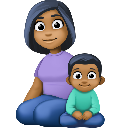 Família - Mulher: Tom de Pele Médio-Escuro, Menino: Tom de Pele Médio-Escuro
