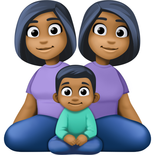 Família - Mulher: Tom de Pele Médio-Escuro, Mulher: Tom de Pele Médio-Escuro, Menino: Tom de Pele Médio-Escuro