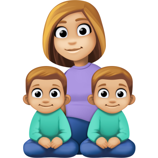 Família - Mulher: Tom de Pele Médio-Claro, Menino: Tom de Pele Médio-Claro, Menino: Tom de Pele Médio-Claro