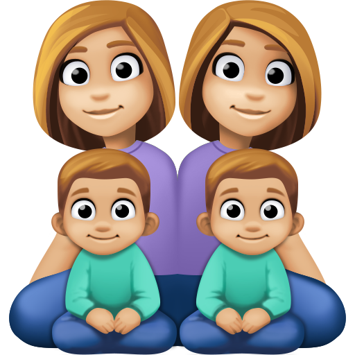 Família - Mulher: Tom de Pele Médio-Claro, Mulher: Tom de Pele Médio-Claro, Menino: Tom de Pele Médio-Claro, Menino: Tom de Pele Médio-Claro