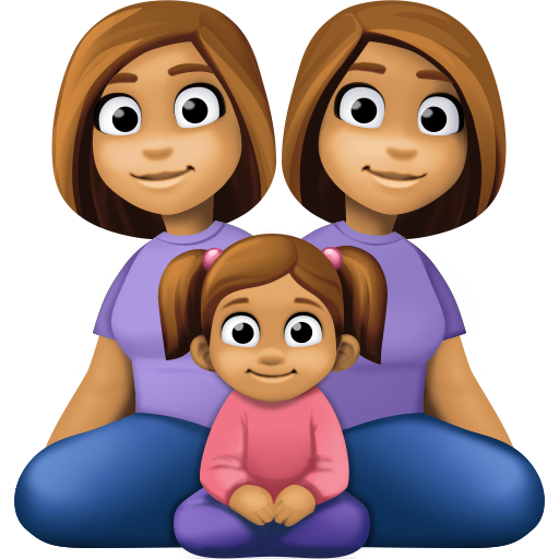 Família - Mulher: Tom de Pele Médio, Mulher: Tom de Pele Médio, Menina: Tom de Pele Médio