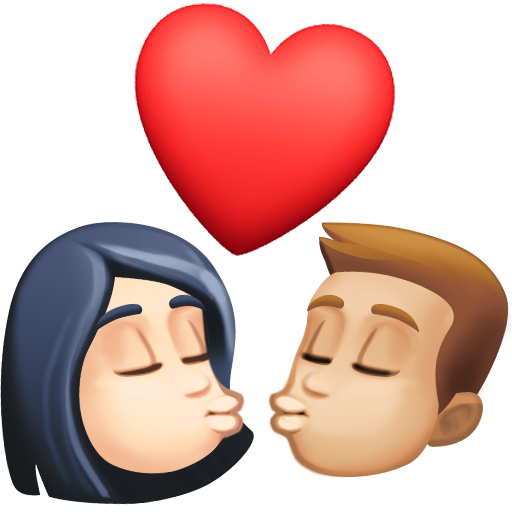 Beijo: Mulher, Homem, Tom de Pele Claro, Tom de Pele Médio-Claro