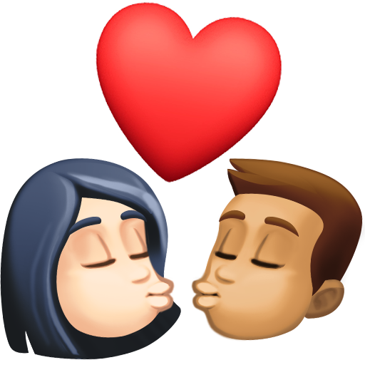 Beijo: Mulher, Homem, Tom de Pele Claro, Tom de Pele Médio