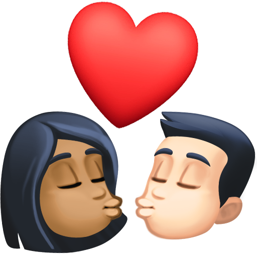 Beijo: Mulher, Homem, Tom de Pele Médio-Escuro, Tom de Pele Claro