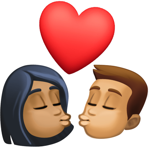 Beijo: Mulher, Homem, Tom de Pele Médio-Escuro, Tom de Pele Médio