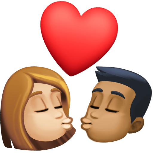 Beijo: Mulher, Homem, Tom de Pele Médio-Claro, Tom de Pele Médio-Escuro