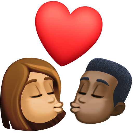 Beijo: Mulher, Homem, Tom de Pele Médio, Tom de Pele Escuro
