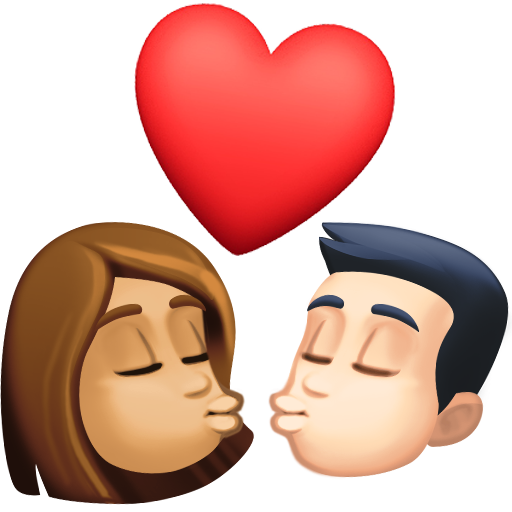 Beijo: Mulher, Homem, Tom de Pele Médio, Tom de Pele Claro