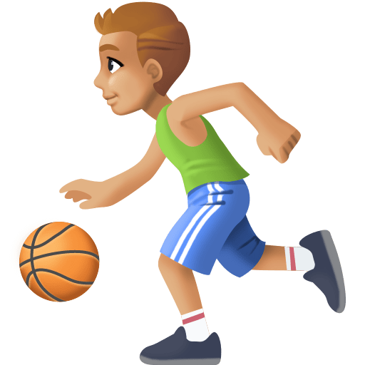 Homem Jogando Basquete: Tom de Pele Médio-Claro
