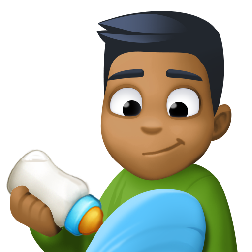 Homem Alimentando Bebê: Tom de Pele Médio-Escuro