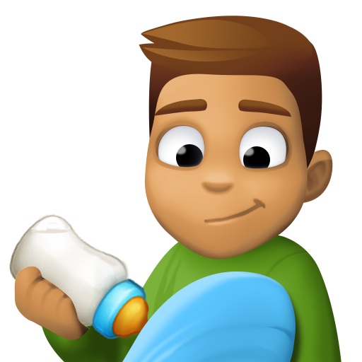 Homem Alimentando Bebê: Tom de Pele Médio