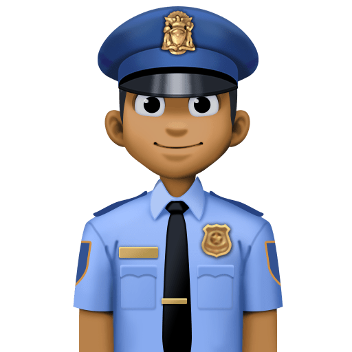 Policial Homem: Tom de Pele Médio-Escuro