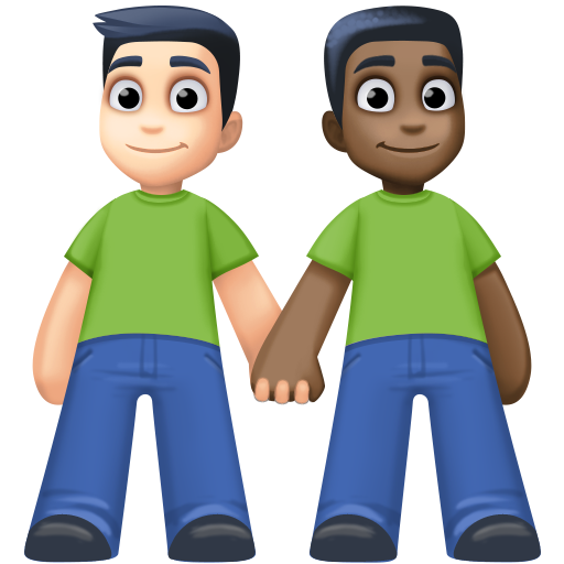Men Holding Hands: Light Skin Tone, Dark Skin Tone