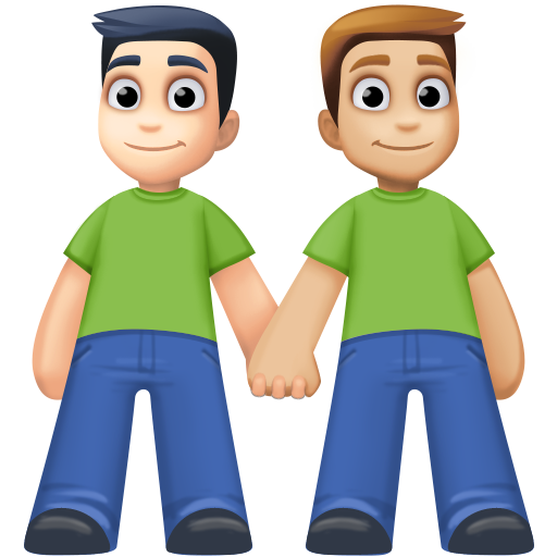 Men Holding Hands: Light Skin Tone, Medium-Light Skin Tone